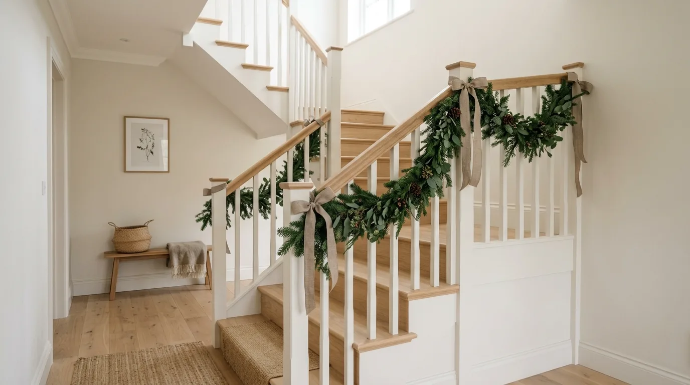 Let the newel posts carry larger holiday moments inspiration for a Christmas staircase.